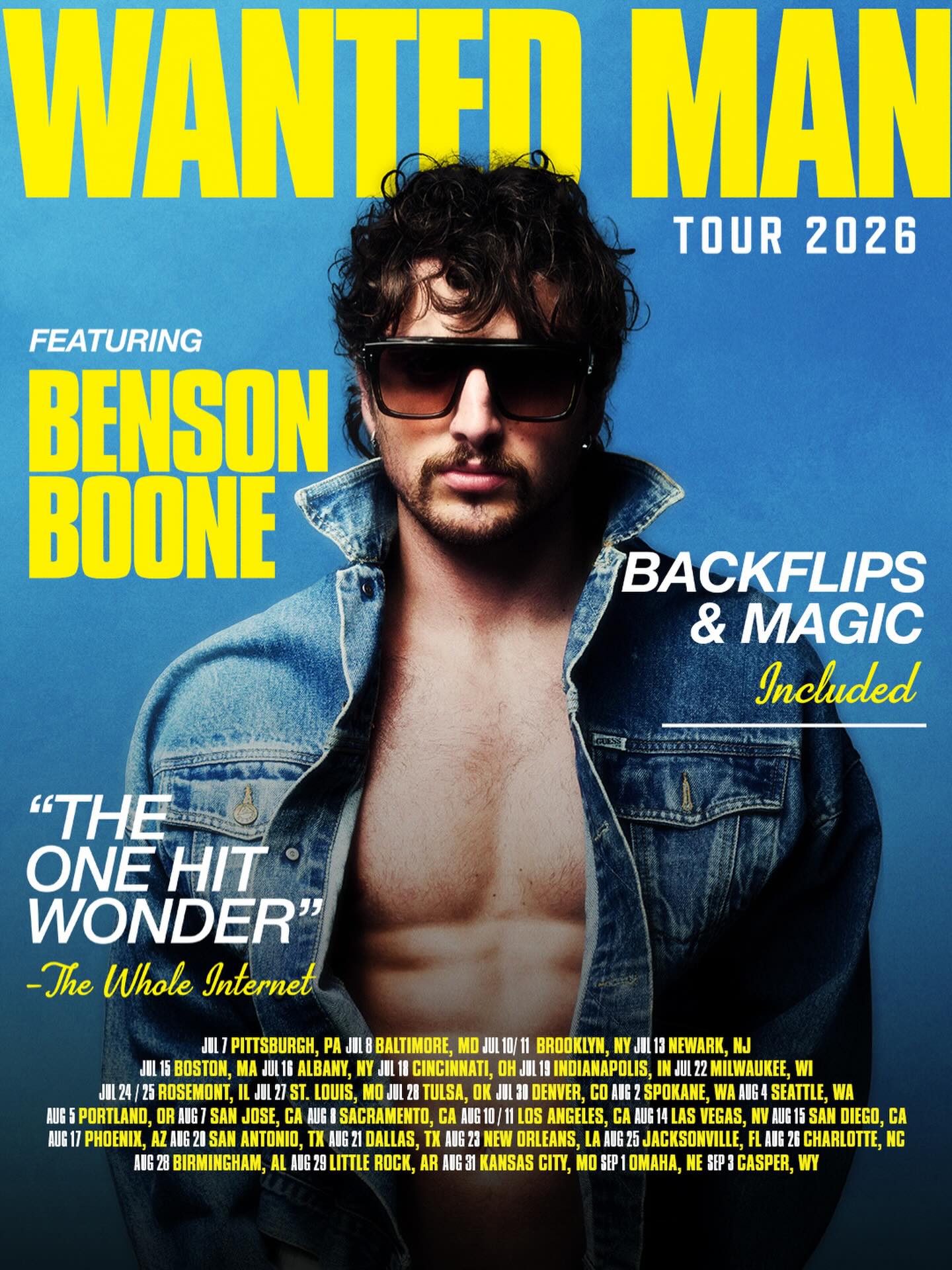 Benson Boone Wanted Man Tour Poster 2026